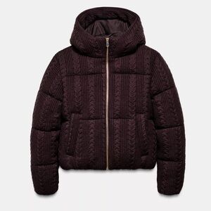 Zara cable knit hooded anorak jacket